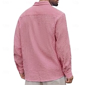 baratos camisa de botão masculina-Homens Camisa Social Camisa casual Camisa de algodão camisa de botão Branco Rosa Azul Royal Cinzento Claro Azul Claro Manga Longa Tiras verticais Colarinho de Camisa Casual Diário Botões Roupa