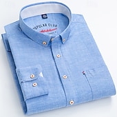 economico Camicie Button Down da uomo-Per uomo Camicia Camicia di lino Camicia elegante Camicia button-down Blocco di colori Quotidiano Affari Blu Blu chiaro Bianco Rosso Manica Lunga Collo ripiegato Tutte le stagioni Abbigliamento