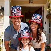 abordables 250º Aniversario-Sombrero de copa con la bandera estadounidense para hombres, mujeres y niños, sombrero patriótico del tío Sam, accesorio de disfraz para el 4 de julio, Día de la Independencia de EE. UU., para