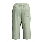 ieftine Vacanţă-Bărbați Pantaloni scurți din in Pantaloni scurți de vară Pantaloni scurți de plajă Cordon Buzunar Talie elastică Culoare solida Confort Respirabil Lungime gambă Casual Zilnic Plajă Vacanță Modă Negru