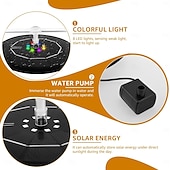 Недорогие Подводное освещение-Фонтан-купальня для птиц на солнечных батареях с RGB-светодиодным насосом и разноцветной светодиодной подсветкой для сада, небольшого пруда, открытого бассейна и аквариума.
