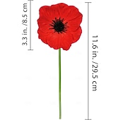 cheap Artificial Flower-12 Bundles Artificial Poppy Flowers Remembrance Red Poppies for Memorial Day, Patriotic Veteran Tribute Decoration, Fallen Soldier Commemorative Floral Bouquet, Home &amp; Garden Display
