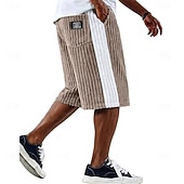  Herren Shorts Freizeitshorts Cordshorts Shorts mit Struktur Patchwork Farbblock Einfach Einheitliche Farbe Komfort Atmungsaktiv Knielang Lässig Outdoor Strand Urlaub Mode Schwarz Grün Unelastisch