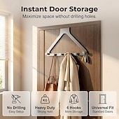 رخيصةأون خطاف-خطافان للتعليق فوق الباب، خطافات لتعليق المناشف، رفوف مناشف للحمام مع 6 خطافات للمعاطف، مستلزمات أساسية لحمام السكن الجامعي