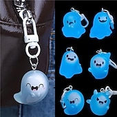 cheap Home Supplies-6 Pcs Glow in The Dark Ghost Keychains,  Cute Kawaii Mini Cartoon Resin Ghost Key Chain Charms for Backpacks, Bags, Halloween Party Favors, Gifts for Kids Adults