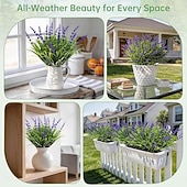 voordelige Kunstbloemen-15 bundels UV-bestendige, kleurechte kunstplanten voor buiten &amp;bloemen, in hoogte verstelbare nep-lavendelbloemen voor binnen &amp;Buitendecoratie voor tuin, terras, pad, hangende plantenbak, veranda