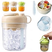 cheap Ice Cube Tray-3-in-1 Water Bottle Ice Cube Tray with Straw &amp; Lid, Portable Touch-Free Iceball Kettle, Reusable Storage Bottle, Easy Press to Release Silicone Icing Tray for Gym, Travel, Juice &amp; Coffee