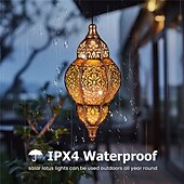 olcso Pathway Lights &amp; Lanterns-marokkói stílusú fém napelemes lámpa, kültéri függő napelemes lámpa, vízálló lámpa, alkalmas teraszok, átjárók, udvarok, tornácok és hátsó udvarok kerti világítására. függő napelemes lámpa
