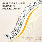 abordables Bracelets Apple Watch-Bracelet Bijou Compatible avec Bracelet Apple Watch 38mm 40mm 41mm 42mm 44mm 45mm 46mm 49mm Paillettes Chaîne double Luxe Alliage Bracelet de remplacement pour iwatch Ultra 3 2 Series 11 10 9 8 7 SE