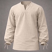  العصور الوسطى عصر النهضة قميص أكمام طويلة قرصان الفايكينج ملابس تنكرية رجالي الفايكينج قرصان عيد الرعب مهرجان أداء LARP رن فير للبالغين قميص