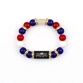  America Legacy United States 250th Anniversary Liberty Bracelet, USA Two Hundred and Fifty Birthday Red Blue White Beaded Commemorative Patriotic Independence Day Collection Statement Gift Jewelry