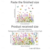 preiswerte Wand-Sticker-2 Sets bunte Fensteraufkleber mit Blumenstraußmotiv, abnehmbare Blumen-Fensteraufkleber für Glas, doppelseitig, individuell zuschneidbar für Zuhause &amp;Bürogestaltung