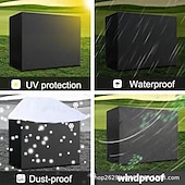 cheap Patio Furniture Covers-Patio Furniture Covers Black Outdoor Rectangular Square 210D Oxford Cloth Garden Table Chair Set Protective Cover with Drawstring Waterproof Dustproof UV Resistant Cover (180x150x80cm)