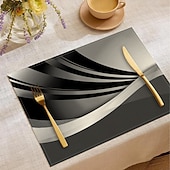 billige Placemats &amp; Coasters &amp; Trivets-retro svart-hvitt geometrisk bordløper, 100 % polyestervevd rektangulær borddekorasjon, minimalistisk abstrakt mønsterdesign, maskinvaskbar, varmebestandig
