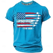 billiga Patriotiska 250 T-shirts-4 juli 2026 250:e Herr Amerikanska amerikanska flaggan Rolig Slang T-shirt Kortärmad T-shirt 3D-tryck Rund hals Skjorta Mode Dagligen Dagligen Gata Blå Ljusblå Grapefruktljung Sommar Vår Kläder S M L