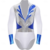 cheap Tops &amp; Sets-Men's Latin Ballroom Shirt Bodysuit - Sequin &amp; Metallic Spliced Leotard for Salsa, Samba &amp; Performance