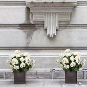 ieftine Flori Artificiale-Flori artificiale de geranium alb rezistent la UV cu 4 ramuri, 4 geraniumuri înflorite, potrivite pentru decorațiuni interioare și exterioare, grădini, nunți, Ziua Recunoștinței, Crăciun și sezonul