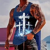 preiswerte Schädel &amp; Knochen-Herren Crusaders Bibel Drei Heilige Kreuze Golgatha Abgenutzt Christlich Religiös Vintage Tanktop Grafik Muskel-Passform Ärmellos Fitness Freizeit Sommer Streetwear Designer Bekleidung