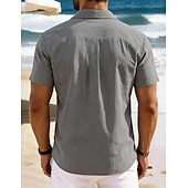 economico Vacanza-Per uomo Camicia Camicia di lino Camicia Estiva Camicia da Spiaggia Camicia con Bottoni Semplice Vacanza Ferie Nero Bianco Blu marino Azzurro cielo Manica Corta Collo a Lancia Estate Primavera