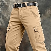 preiswerte Cargohosen-Herren Cargo-Hosen Hose Arbeitshosen Knöpfe Mehrere Taschen Einfach tragbar Volle Länge Outdoor Täglich Campen und Wandern Urlaub Mode Schwarz Armeegrün Unelastisch