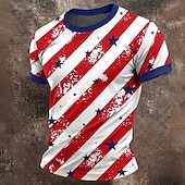  4. juli 2026 250. Herre Helfarge Amerikansk amerikansk flagg T skjorte Kortermet T skjorte 3D-utskrift Crew-hals Skjorte Vintage retro Patriotisk Daglig Festival blå 3# blå 2# Blå 1# Sommer Vår Klær