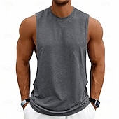 abordables Camisetas sin mangas de gimnasio-Hombre Camiseta sin mangas Chaleco Camisetas Interiores Camisa sin mangas Sin Mangas Escote Redondo Verano Primavera Plano Moda Deportivo Clásico Puro Casual Gimnasia Calle Negro Blanco Rosa Camiseta