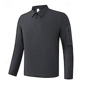 cheap Running Tee &amp; Tank Tops-Men's Solid Colored Running T-Shirt Compression Shirt Casual Polo Shirts Running Shirt Summer Spring Quarter Zipper Long Sleeve Quick Dry Lightweight Moisture Wicking Gym Workout Active Training