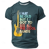  Maglietta da uomo "Potrei essere vecchio, ma ho visto tutte le band più cool" con grafica vintage e chitarra, vestibilità regolare, stile retrò, rock, regalo, abbigliamento firmato, taglie S, M, L,