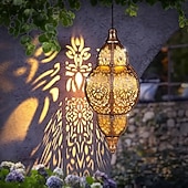 olcso Pathway Lights &amp; Lanterns-marokkói stílusú fém napelemes lámpa, kültéri függő napelemes lámpa, vízálló lámpa, alkalmas teraszok, átjárók, udvarok, tornácok és hátsó udvarok kerti világítására. függő napelemes lámpa