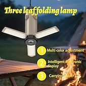 economico torce tattiche-Lanterna da campeggio a LED, lampada da tenda portatile pieghevole a 3 foglie con display digitale, lampada ricaricabile da appendere con gancio, modalità multicolore per escursionismo, campeggio,