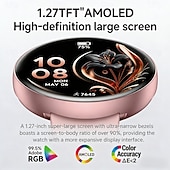 olcso Okosórák-okosóra nőknek, elegáns, kerek számlapú okosóra fitneszkövetővel, alvásfigyelővel, lépésszámlálóval, IP68 vízállósággal, barkács óralap, Android, iOS, iPhone, Samsung kompatibilis