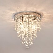 ieftine Lumină de tavan din cristal-Candelabru de tavan, mini candelabru, corp de iluminat de tavan cu cristal argintiu e12 cu 2 becuri pentru living, dormitor, sufragerie, bucătărie, birou, hol 110-240v