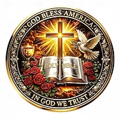  Pièce commémorative chrétienne honorant le Sacré-Cœur de Jésus, médaille religieuse de collection inspirante, Sainte Bible &croix, cadeau de dévotion pour les croyants