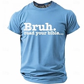  Bruh Read Your Bible Funny Christian Men's Sarcastic Religious Meme T Shirt Graphic Crew Neck Short Sleeve Church Youth Group Gift for Son Designer Clothing Apparel