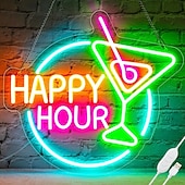 levne Dekorativní světla-Neonový LED nápis pro koktejlový bar, nastavitelný jas napájený přes USB, svítící párty světlo pro vnitřní bary, restaurace, hospody, salónky, domácí bary, noční kluby, jídelny, párty a ambientní
