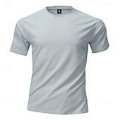 billige Casual T-skjorter for menn-Herre T skjorte Kortermet skjorte T-skjorte Kortermet Crew-hals Sommer Vår Helfarge Gatemote Stilfull Fritid Fort Tørring Tynn Daglig utendørs Feriereise Lysegrå Topp T-skjorte for menn