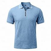 halpa Miesten Klassinen Polo-Miesten Polo Poolopaidat Kausaliteetti Katu Kauluskäänne Lyhythihainen Perus Moderni Geometrinen Tavallinen Kevyt Napit Kesä Kevät Loose Fit Musta Valkoinen Viini Laivaston sininen Tumman vihreä Khaki