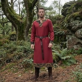 economico Capispalla-Medievale Rinascimento Elegante Tunica Cavaliere Vichingo Costume Per uomo Fantasia Reale Halloween Carnevale Mascherata Fiera Rinascimentale Festa a tema retrò Adulti Cappotto Cintura