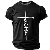  Hombre Cruz Fe Camiseta Manga Corta Camiseta Impresión 3D Cuello Barco Camisa Moda Design Sencillo Casual Diario Fiesta Rojo Verano Primavera Ropa S M L XL XXL XXXL