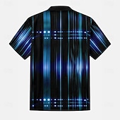 tanie Geometryczny wzór-Męskie Prążki Kolor gradientu Sztuka abstrakcyjna Koszula Zapinana na guziki koszula Krótki rękaw Moda na co dzień Streetwear Urlop Lato Wiosna Wieczorne Druk 3D koszule z kołnierzykiem Niebieski