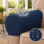 abordables Housse de fauteuil inclinable-Housses d'accoudoirs extensibles en élasthanne, housses d'accoudoirs imperméables pour chaises, housses de canapé rouge bordeaux pour fauteuil inclinable, ensemble de 2 pièces