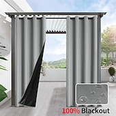 preiswerte Wasserdichte Vorhänge-Wasserdichter, verdunkelnder, grauer Terrassenvorhang mit Ösenaufhängung, wärmeisolierend und blickdicht für Pergola, Pavillon, Veranda, Terrasse, Balkon, Gartenhaus und Garten.