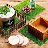 お買い得  人工植物と緑-クラフト用のフェイクグラス装飾4パック、ミニチュアガーデン用の6インチ×6インチの妖精の人工苔、ドールハウスのアクセサリー、ジオラマ用品、DIY装飾