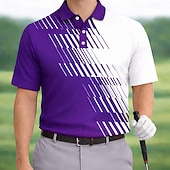 abordables Polo de golf para hombre-Hombre Geométrico Golf Camisetas polo deportivas Manga Corta Camisas de polo Camisas con cuello Casual Ropa Deportiva Ropa Cotidiana Impresión 3D Botones Verano Primavera Azul Piscina Morado Negro