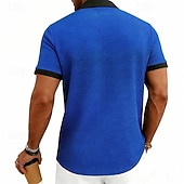voordelige Klassieke polo voor heren-Voor heren Golfshirt Wafelgebreid poloshirt Casual liiketoiminta Klassiek Korte mouw Modieus Modern Effen Kleur Gestreept Knop Zomer Lente Normale pasvorm Wit Koningsblauw Groen Khaki Grijs Golfshirt