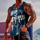 Χαμηλού Κόστους T-shirt Halloween-Tank Top Χάλοουιν για Άνδρες με Κρανίο με Χέρια Σκελετού και Αλυσίδες Γκόθικ Τρόμου Σκοτεινός Μοτοσικλετιστής Ροκ Μέταλ Graphic Muscle Fit Μη Κοντά Μανίκια Γυμναστήριο Fitness Στριτγουέρ Χαλαρός
