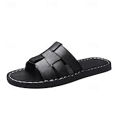 cheap Vacation Sandals-Men's Brown Slide Sandals Open-Toe Casual Summer Slippers Lightweight Comfort Beach Footwear for Vacation, Travel, Resort Wear and Everyday Warm Weather Use