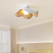 abordables Plafonniers encastrés et semi-encastrés-Plafonnier moderne et épuré en forme de feuille de lotus, vis G9, en fer imitation noyer, idéal pour une chambre, une chambre d'enfant, un couloir, un salon ou un balcon.