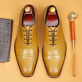 abordables Zapatos de Vestir Clásicos-Zapatos Oxford de cuero genuino de primera calidad para hombre, de una sola pieza, con cordones, elegantes zapatos formales para novio, padrinos de boda, bodas, ceremonias religiosas y estilo caballero refinado.