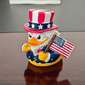 abordables 250e Anniversaire des États-Unis-Figurine d'oncle canard patriotique, statuette amusante d'oncle canard avec drapeau américain &amp;Chapeau haut-de-forme, décorations du 4 juillet, décoration intérieure américaine originale, décoration